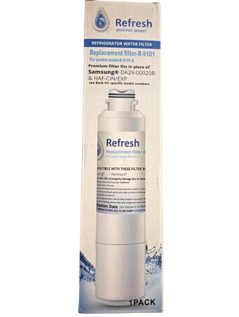 Refresh R-9101 Refrigerator Water Filter Replacement For Samsung DA29-00020B & H